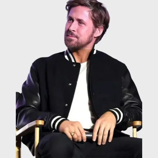 Trendy Ryan Gosling Premiere Night Varsity Black Jacket