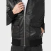Mens Sheepskin Shirt Style Black Leather Jacket