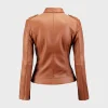 Sheepskin Biker Tan Brown Leather Jacket