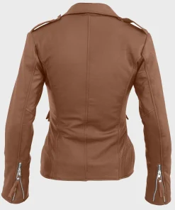 Sheepskin Womens Brown Leather Motorcycle Jacket