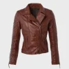 Quilited Brown Womens Leather Jacket