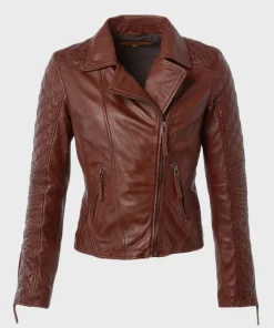 Quilited Brown Womens Leather Jacket
