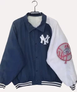 Blue & White Hailey Bieber Yankees Jacket