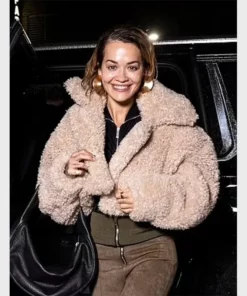 Met Gala Rita Ora Teddy Cropped Jacket Fur