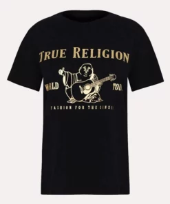 Men And Women True Religion T-Shirt Black
