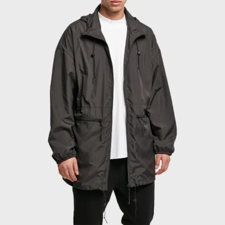 Mens Oversized Hooded Black Track Jacket - Danezon