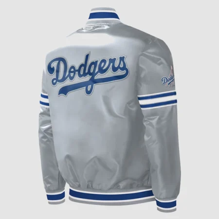 Full-Snap Starter Slider Los Angeles Dodgers Gray Satin Jacket