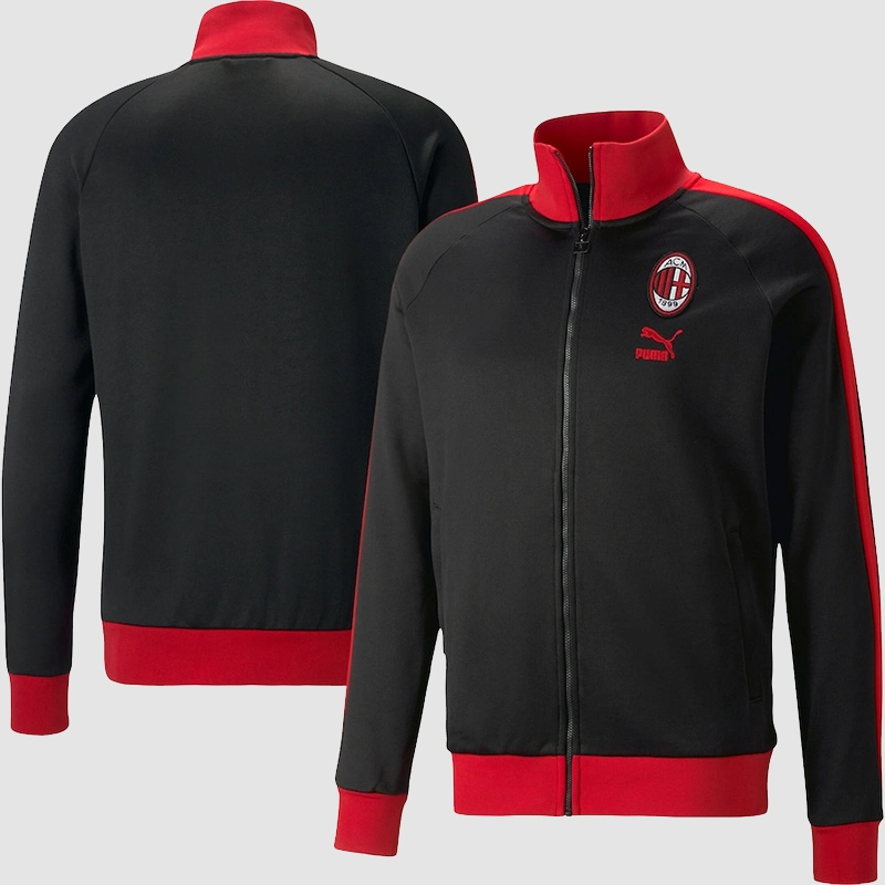 AC Milan Puma ftblHeritage T7 Raglan Full-Zip Black Track Jacket