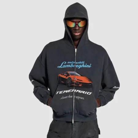 Balenciaga x Automobili Lamborghini Zip-up Hoodie Black
