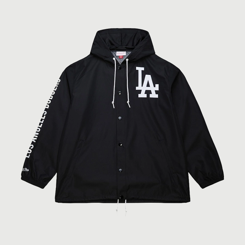 Dodgers Coaches Hooded Windbreaker Jacket - Black