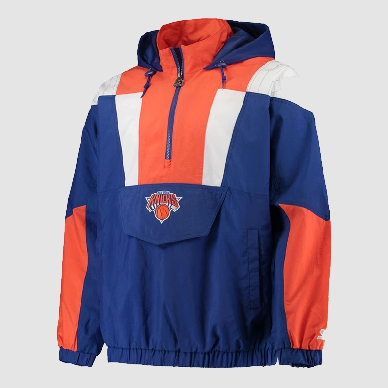 New York Knicks Starter Jacket | Blue Striker Half-Zip Hoodie