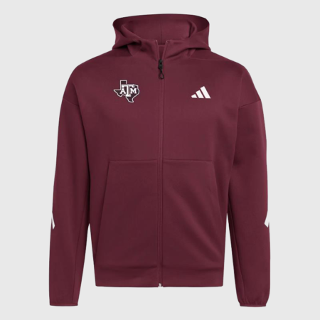 Adidas Texas A&M Aggies Full Zip Player Travel ZNE Hoodie