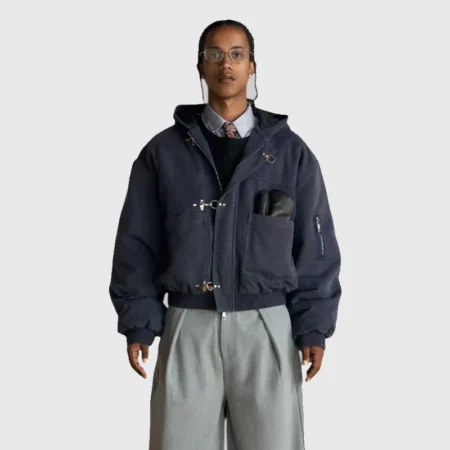 Shinzo Shige 15oz Navy Canvas Clasp Bomber Jacket - Danezon