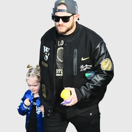 Nike Dodgers World Series Letterman Jacket Black
