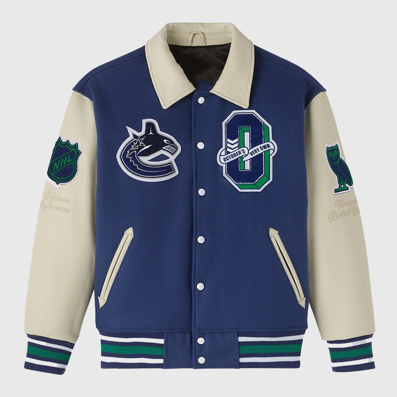 OVO X NHL Winnipeg Jets Navy Varsity Jacket - Danezon