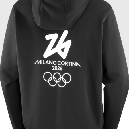 Black Unisex Milano Cortina 2026 Salomon Logo Graphic Hoodie
