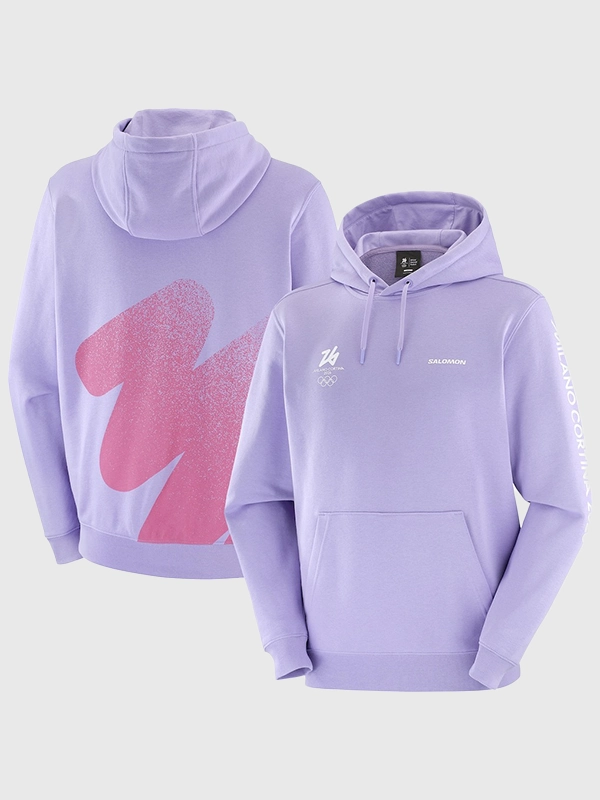 Purple Unisex Milano Cortina 2026 Salomon Logo Graphic Hoodie