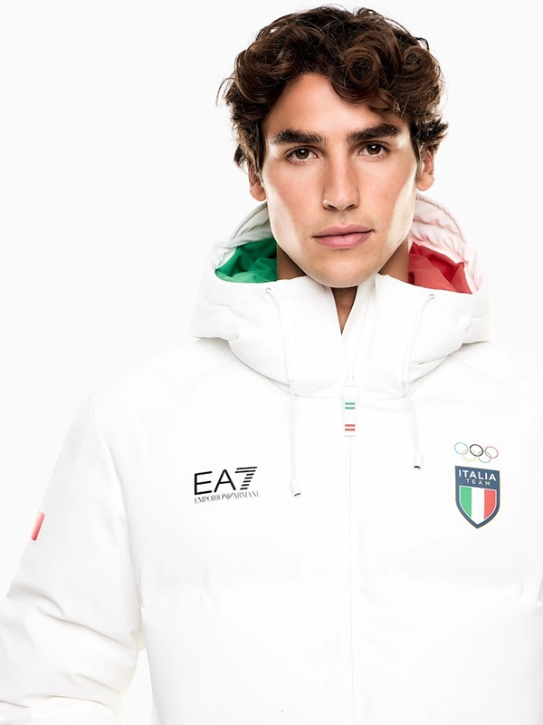 Shop the 2026 Winter Olympics Team Italia EA7 Ski Puffer Jacket