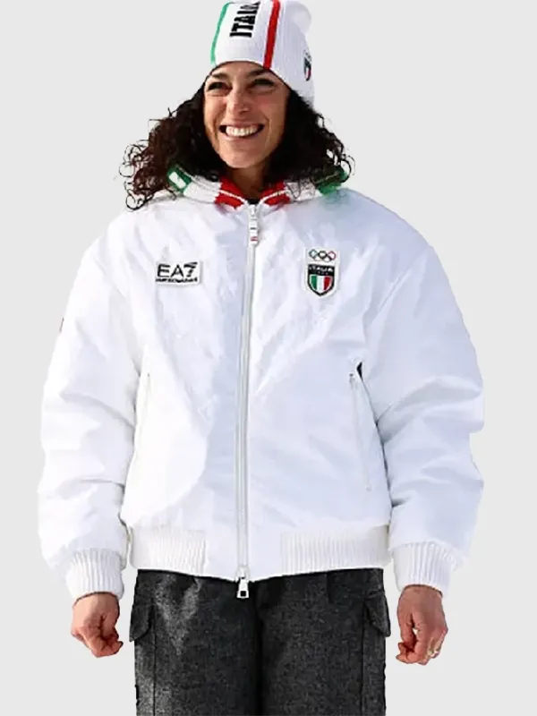EA7＜レディース オリンピックイタリア代表 ナイロンジャケット＞M0153t Federica Brignone Team Italy EA7 Olympic White Jacket - Danezon