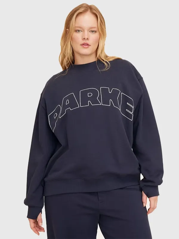 Parke x Target Navy Blue Mockneck Pullover Sweatshirt
