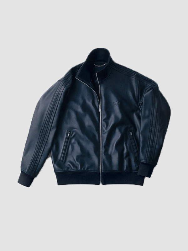 Black Leather Adidas A-Type Track Jacket for Men and Women
