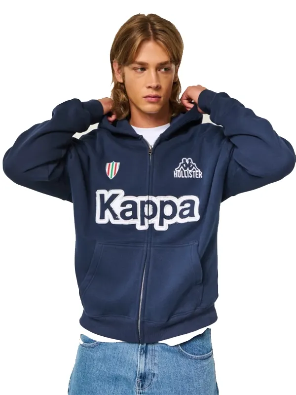 Hollister x Kappa Boxy Zip-Up Graphic Logo Hoodie - Danezon