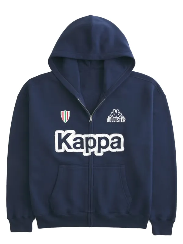 Hollister x Kappa Boxy Zip-Up Graphic Logo Hoodie - Danezon