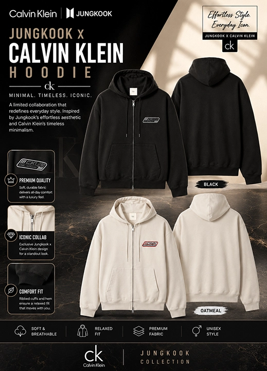 BTS ジョングク   ckjk フーディー Jungkook x Calvin Klein Hoodie | CK JK Zip-Up Hoodie