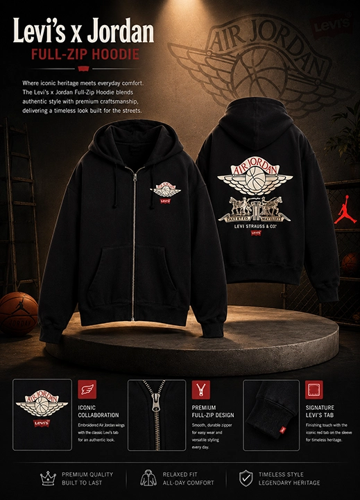 Levi's x Jordan Full-Zip Hoodie Black