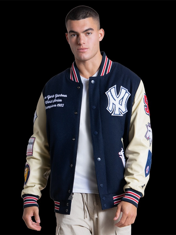 New York Yankees Starter 50th Year Varsity Jacket - Navy/Cream
