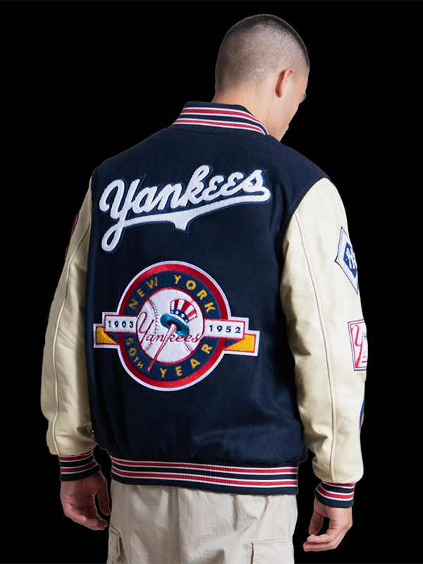 Yankees STARTER スタジャン　レザージャケット　y2k 50周年 New York Yankees Starter 50th Year Varsity Jacket - Navy/Cream