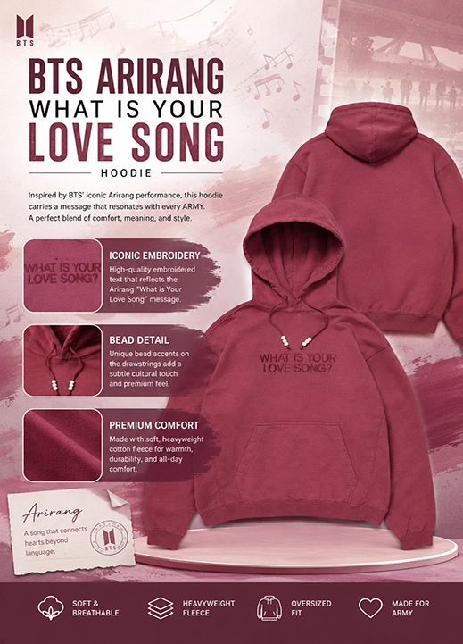 Buy BTS Arirang What is Your Love Song Hoodie Maroon